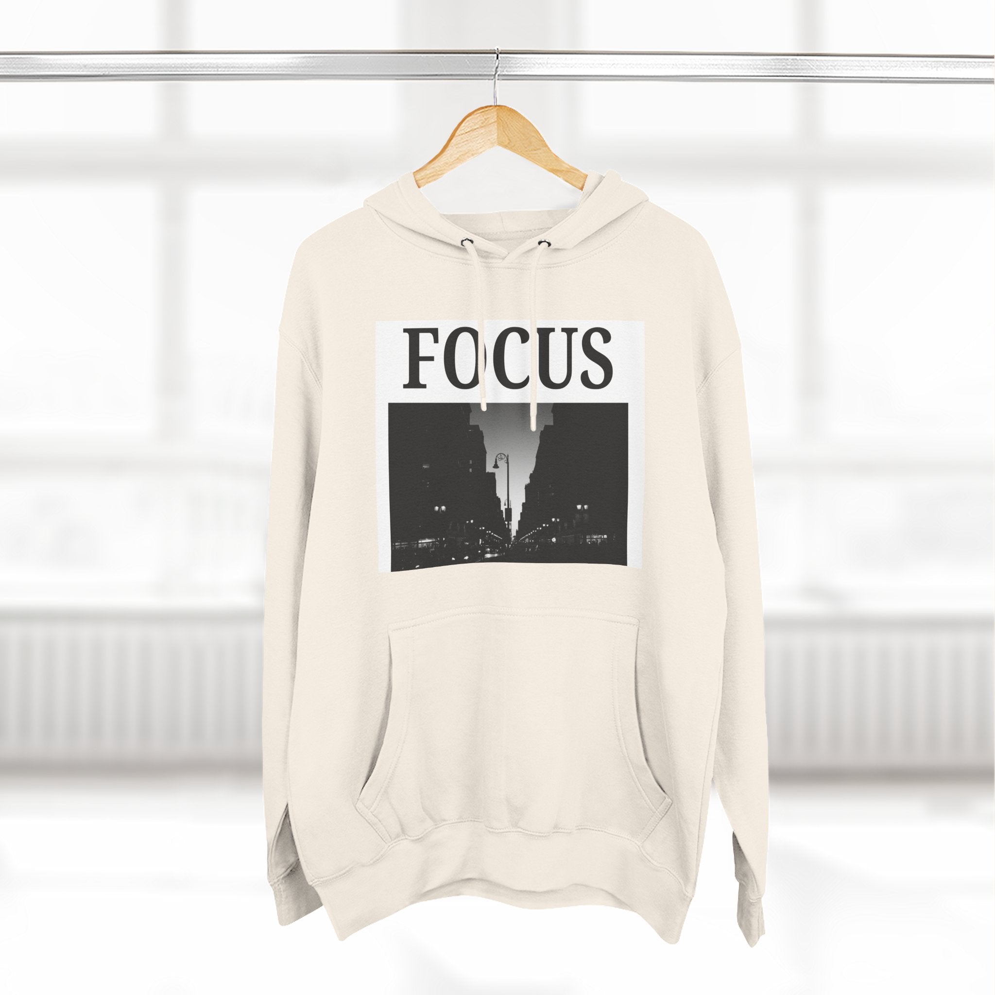 Focus skyline photo Hoodie | Monochrome cityscape, Minimal typography