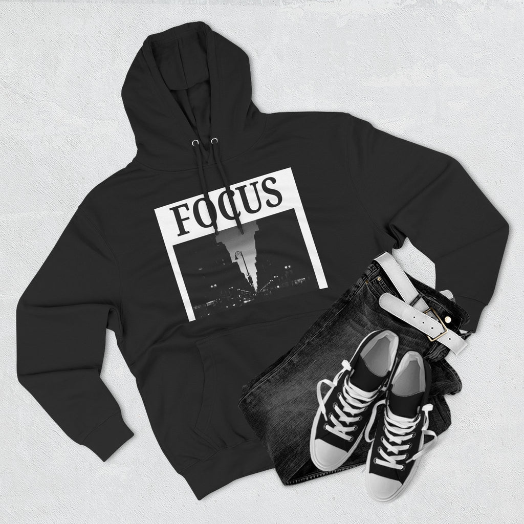Focus skyline photo Hoodie | Monochrome cityscape, Minimal typography