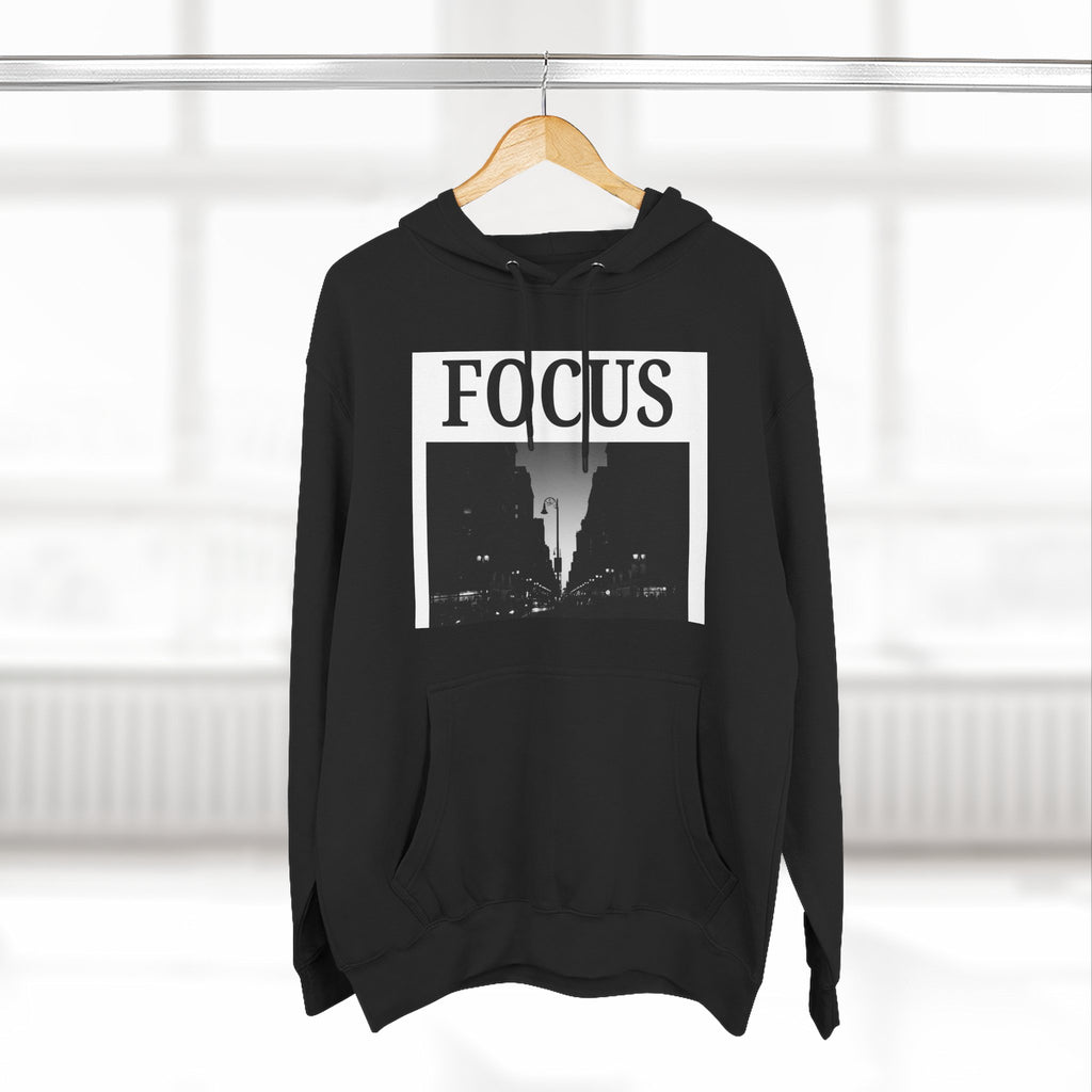 Focus skyline photo Hoodie | Monochrome cityscape, Minimal typography