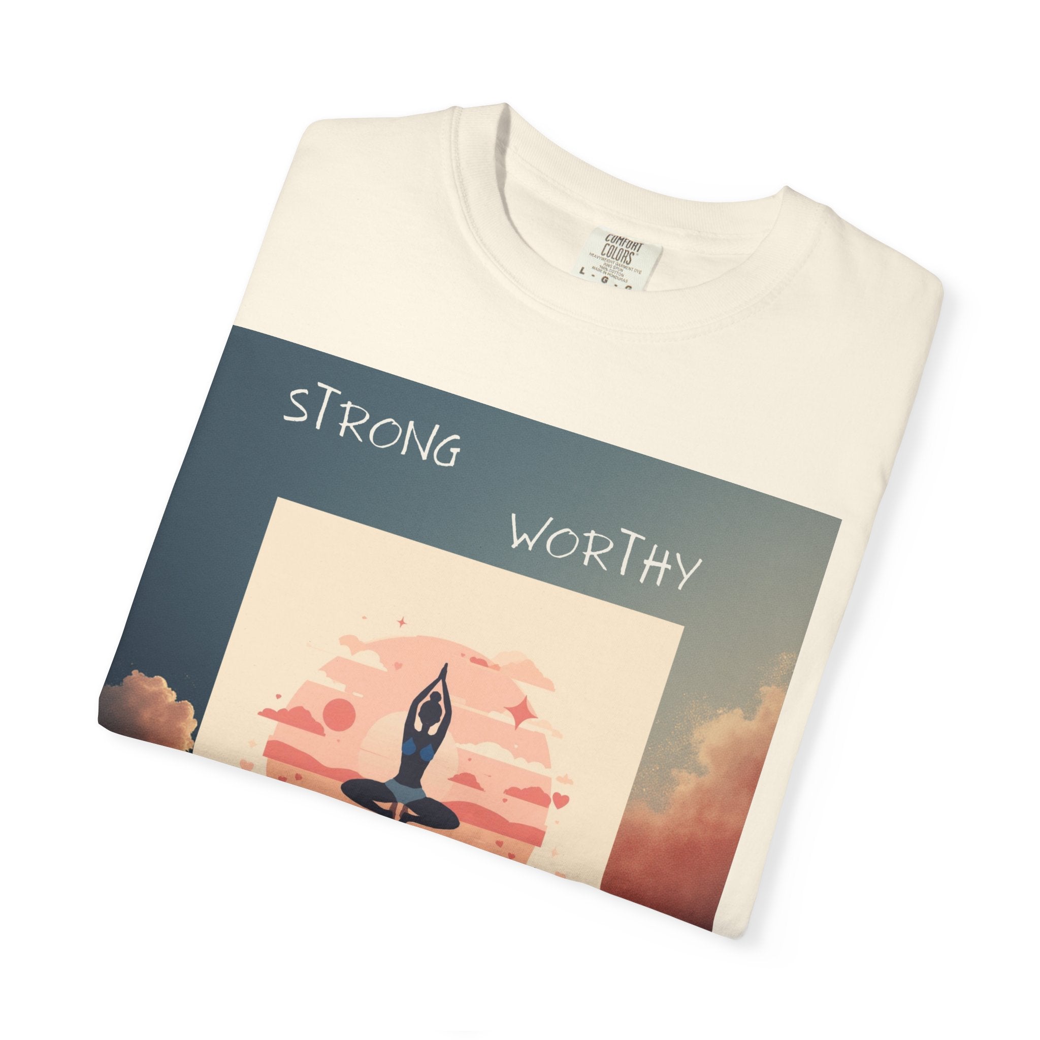 Yoga Sun Salutation T-Shirt — Strong Worthy Fearless Loved