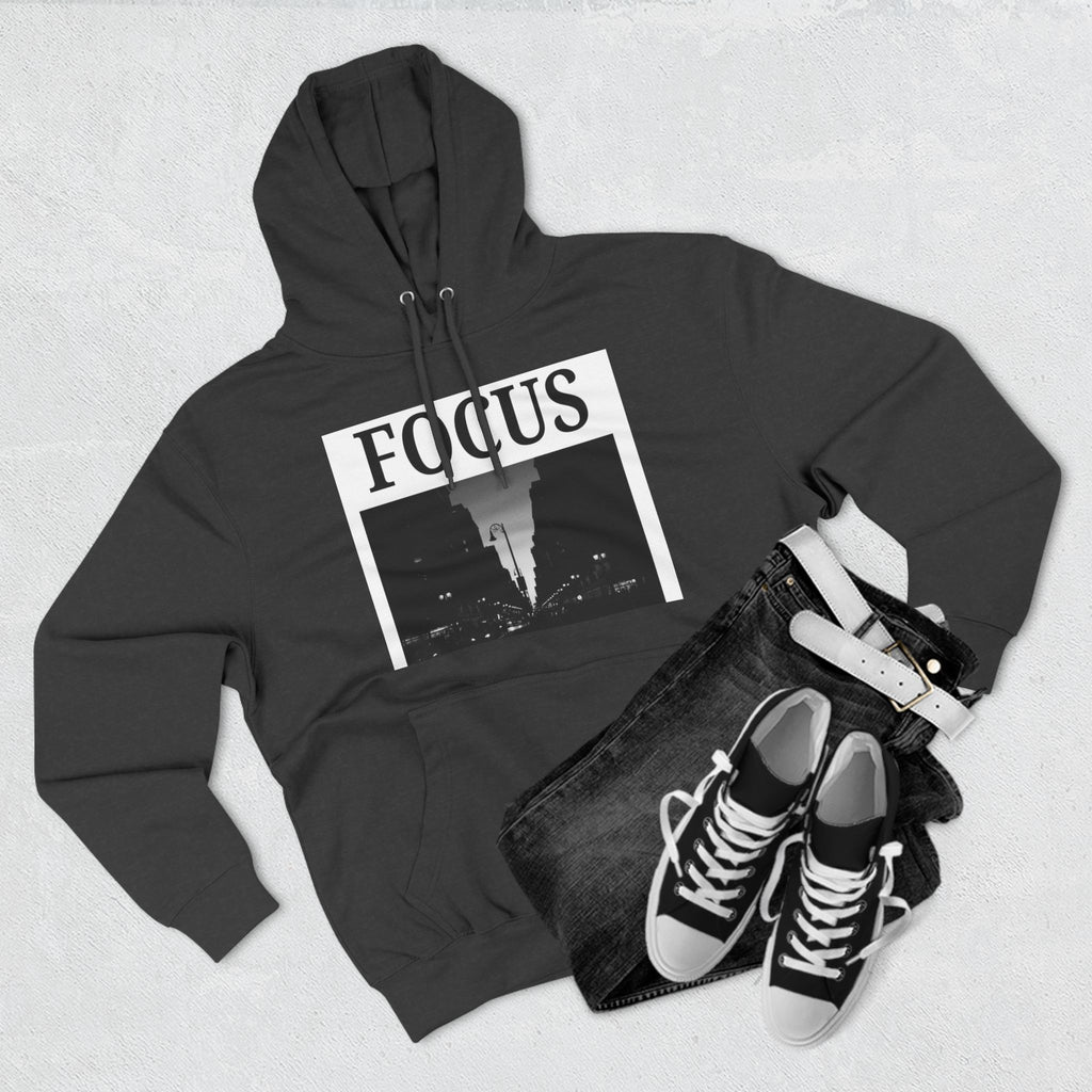 Focus skyline photo Hoodie | Monochrome cityscape, Minimal typography