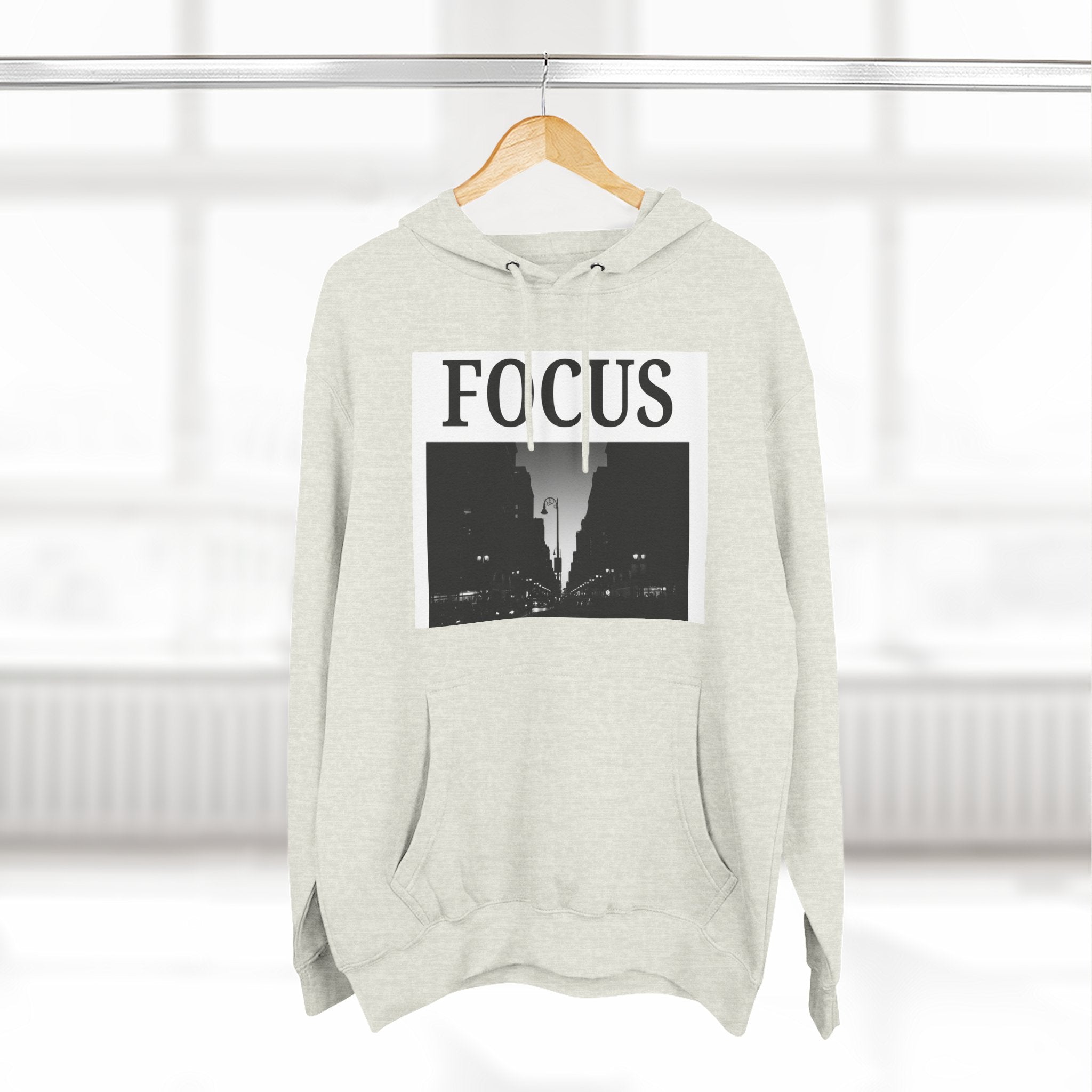 Focus skyline photo Hoodie | Monochrome cityscape, Minimal typography