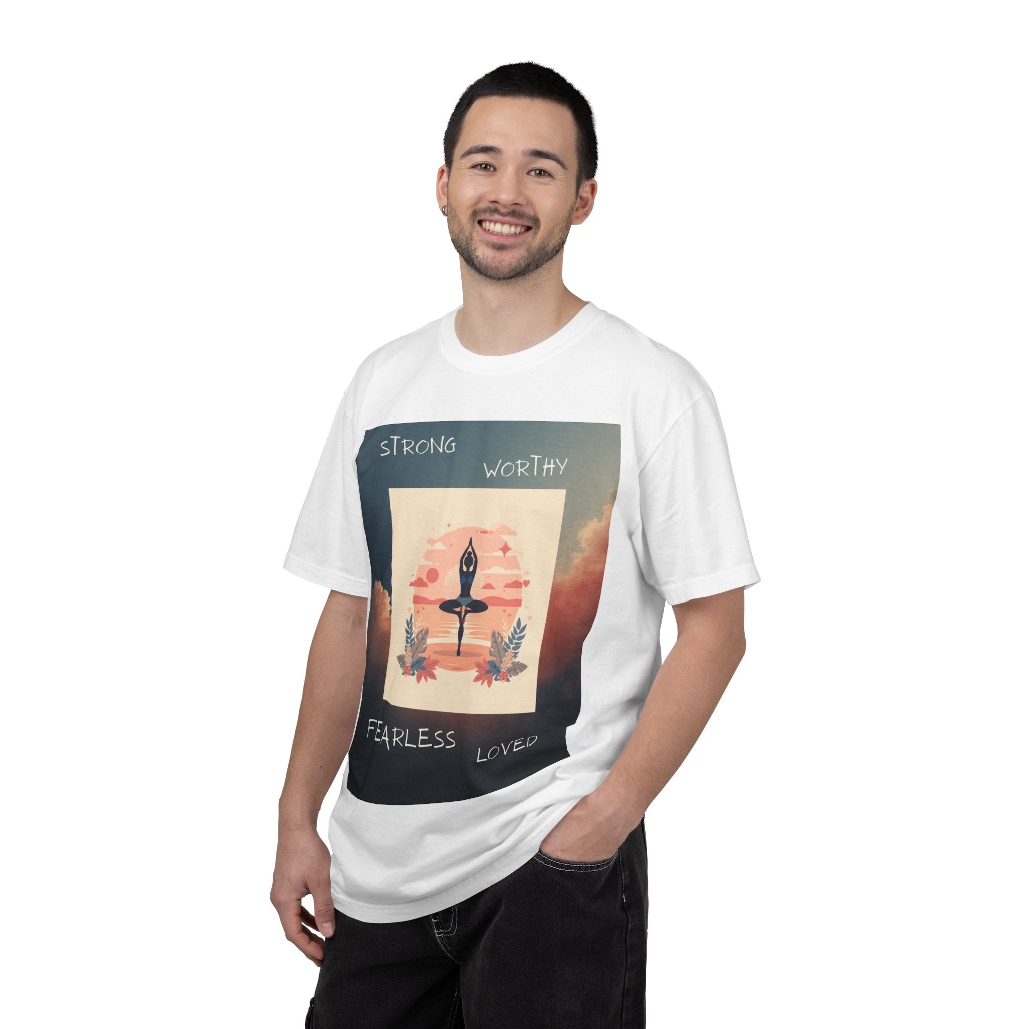 Yoga Sun Salutation T-Shirt — Strong Worthy Fearless Loved