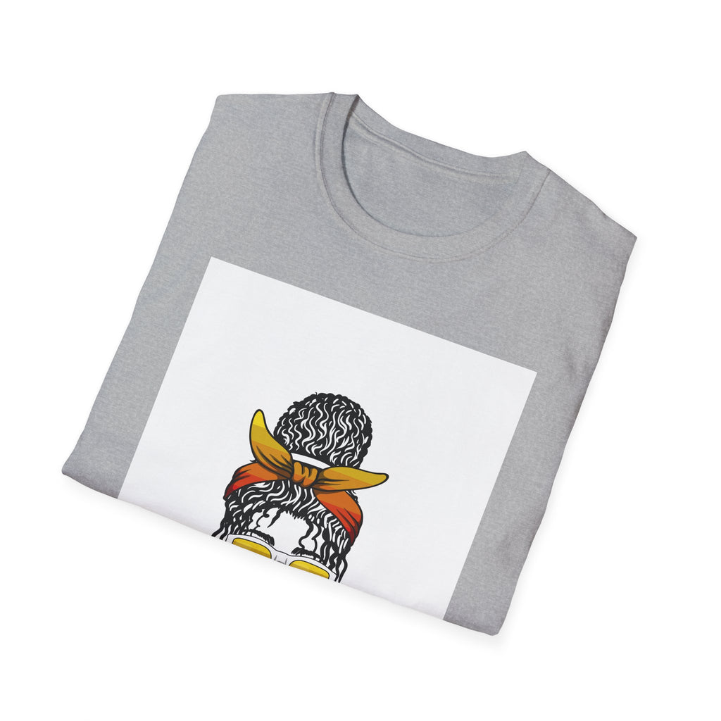 Black Blessed & Beautiful graphic T-Shirt | Afro Bun Headwrap Sunglasses