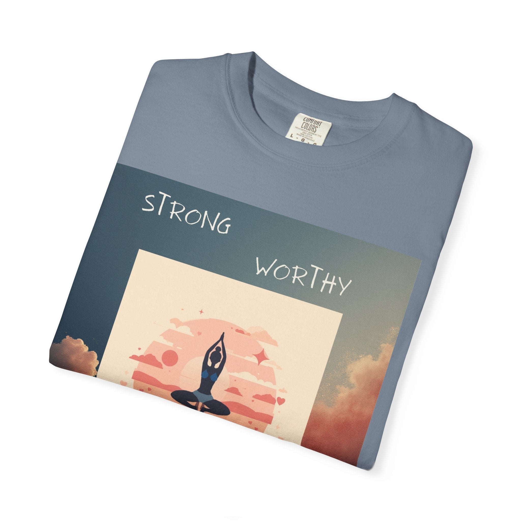 Yoga Sun Salutation T-Shirt — Strong Worthy Fearless Loved