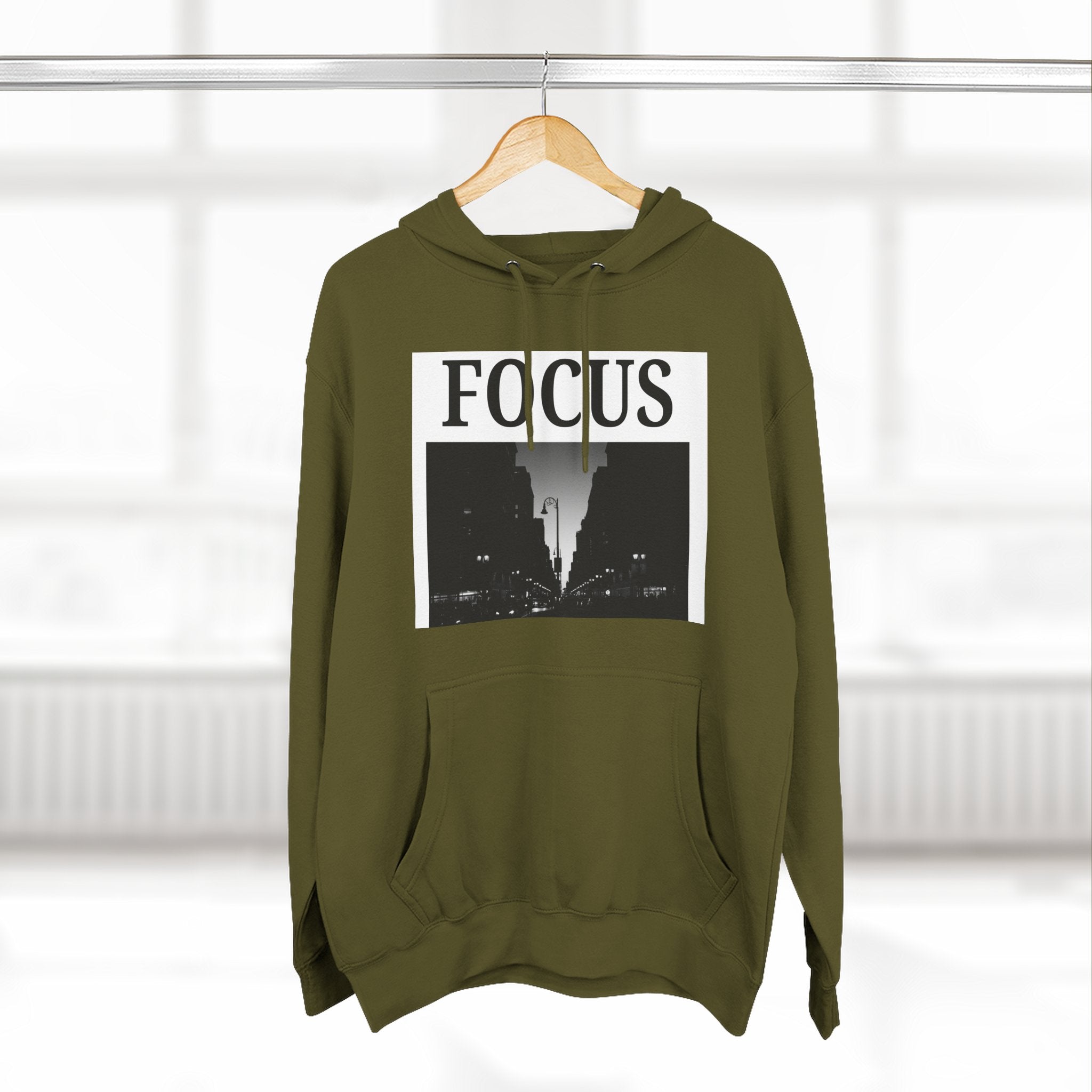 Focus skyline photo Hoodie | Monochrome cityscape, Minimal typography