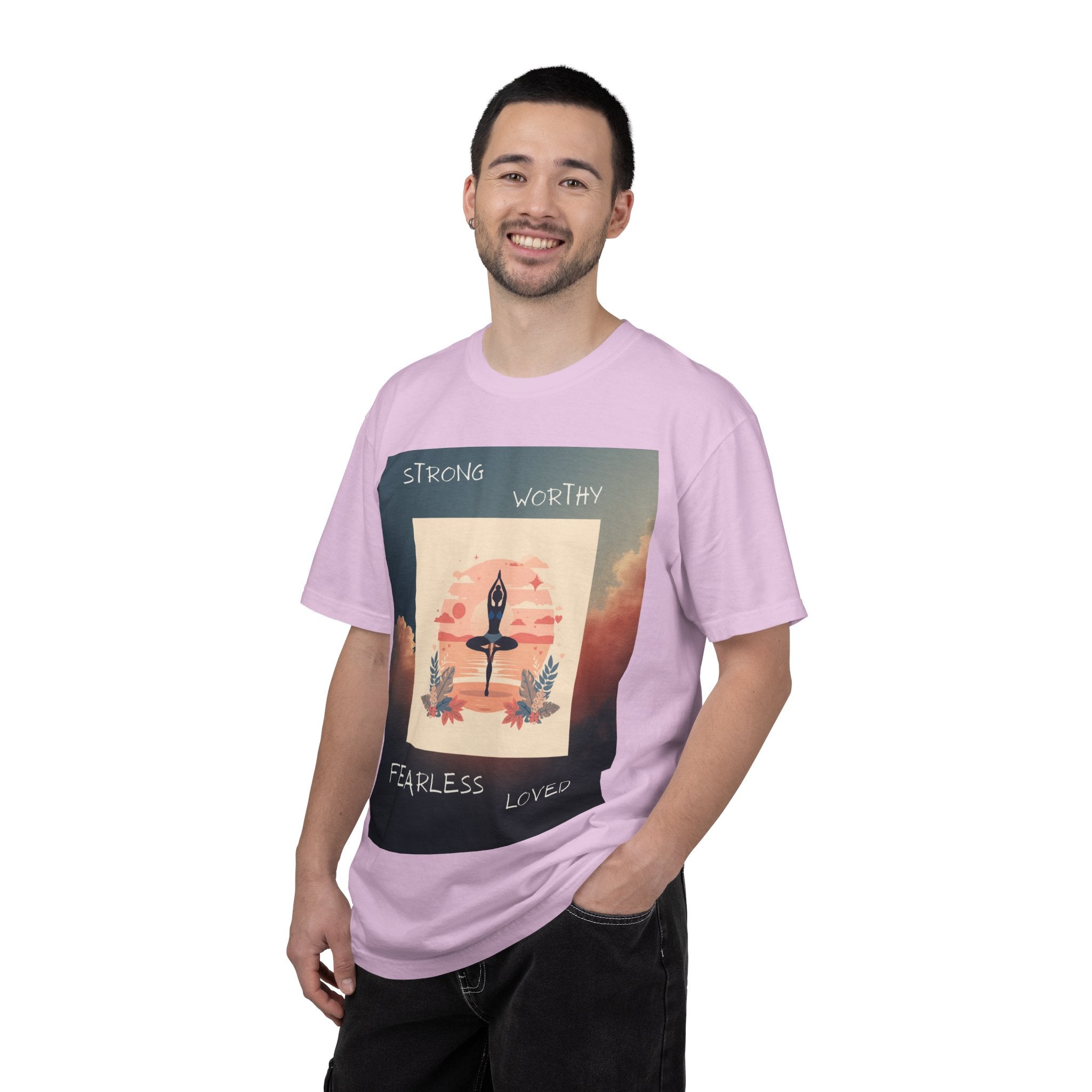 Yoga Sun Salutation T-Shirt — Strong Worthy Fearless Loved