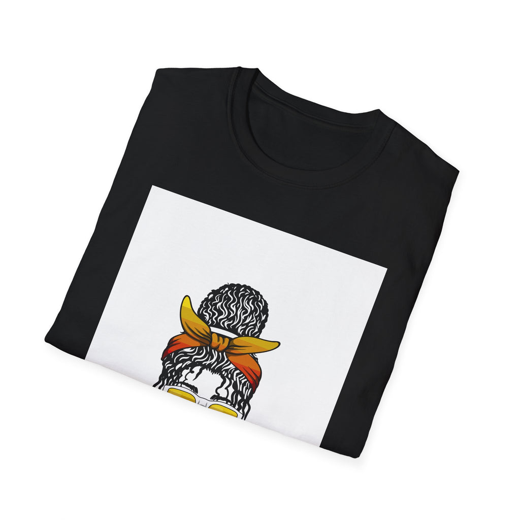 Black Blessed & Beautiful graphic T-Shirt | Afro Bun Headwrap Sunglasses