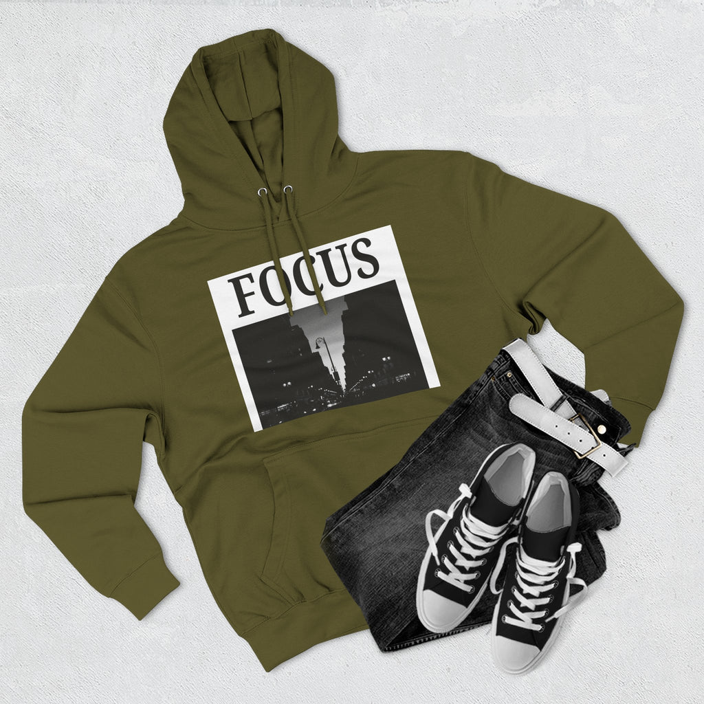 Focus skyline photo Hoodie | Monochrome cityscape, Minimal typography