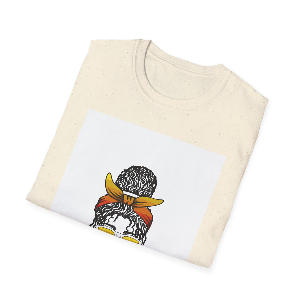 Black Blessed & Beautiful graphic T-Shirt | Afro Bun Headwrap Sunglasses