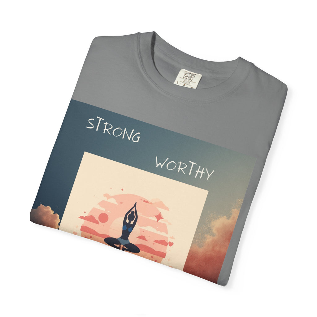 Yoga Sun Salutation T-Shirt — Strong Worthy Fearless Loved